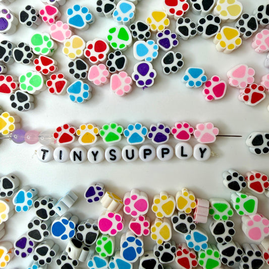 10MM Colorful Paw Themed Polymer Clay Beads (10mm x 5mm, Hole: 1.5mm)