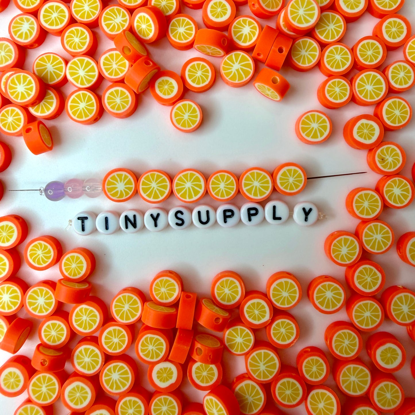 10MM Orange Slice Themed Polymer Clay Beads