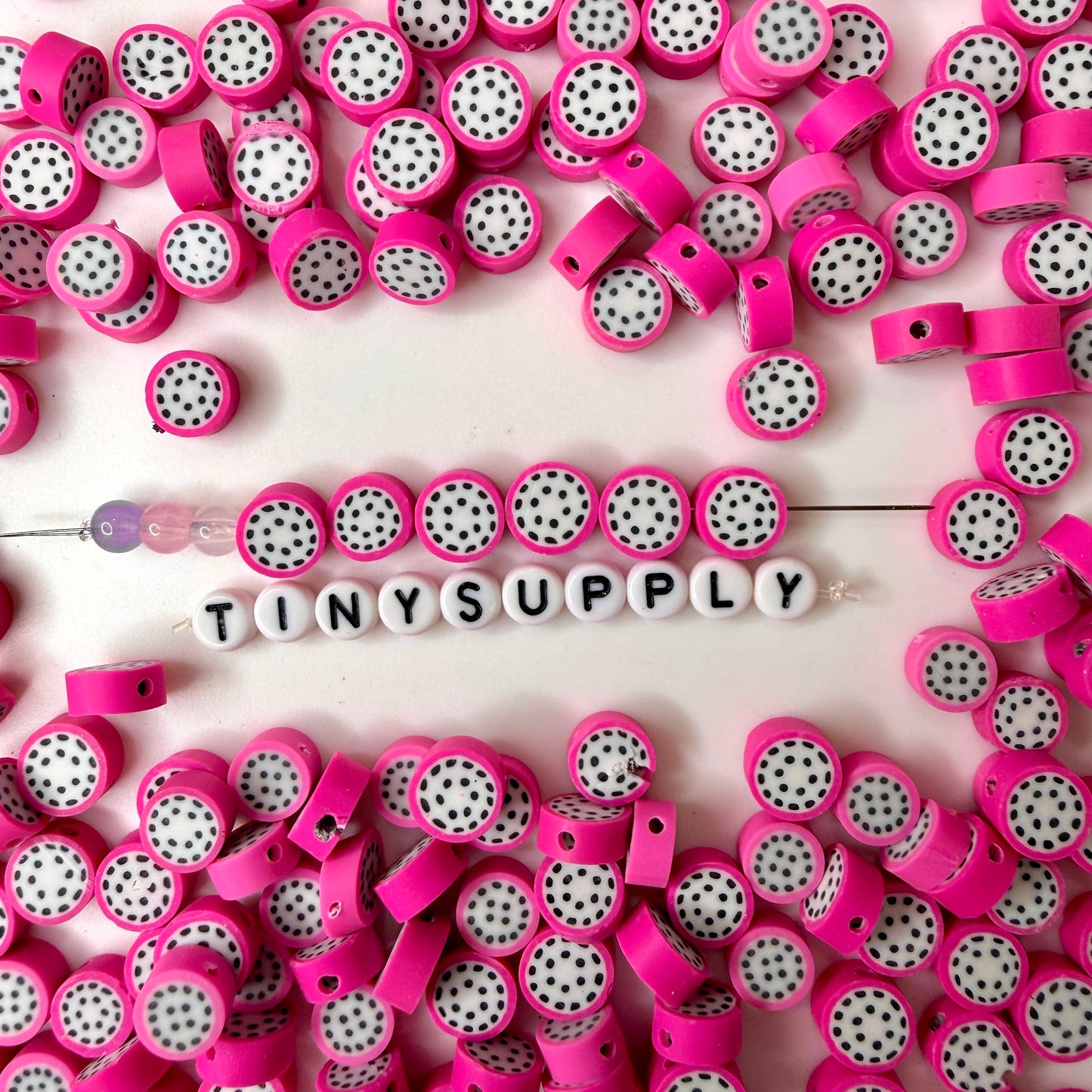 10MM Dragonfruit Themed Polymer Clay Beads