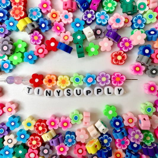 10MM Colorful Flower Mix Themed Polymer Clay Beads