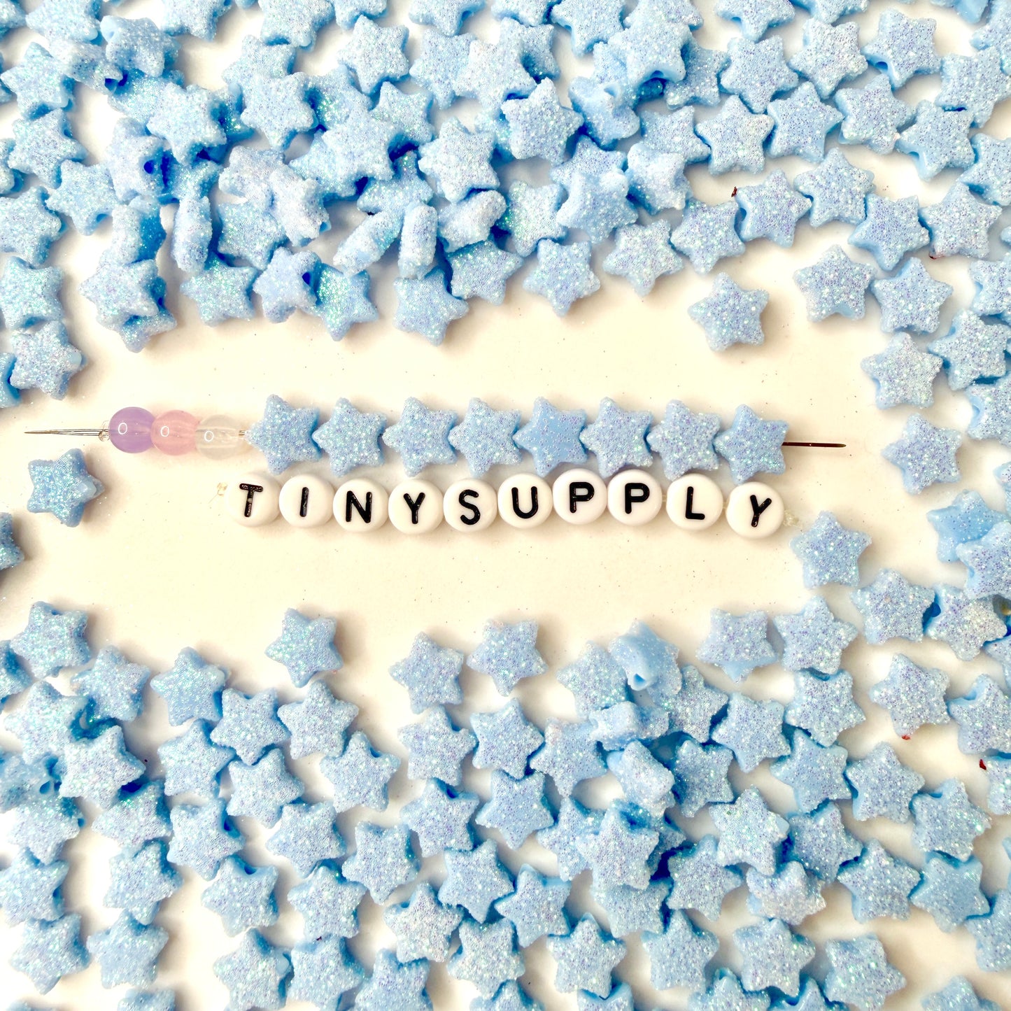 10MM Pastel Blue Acrylic Glitter Star Spacer Beads