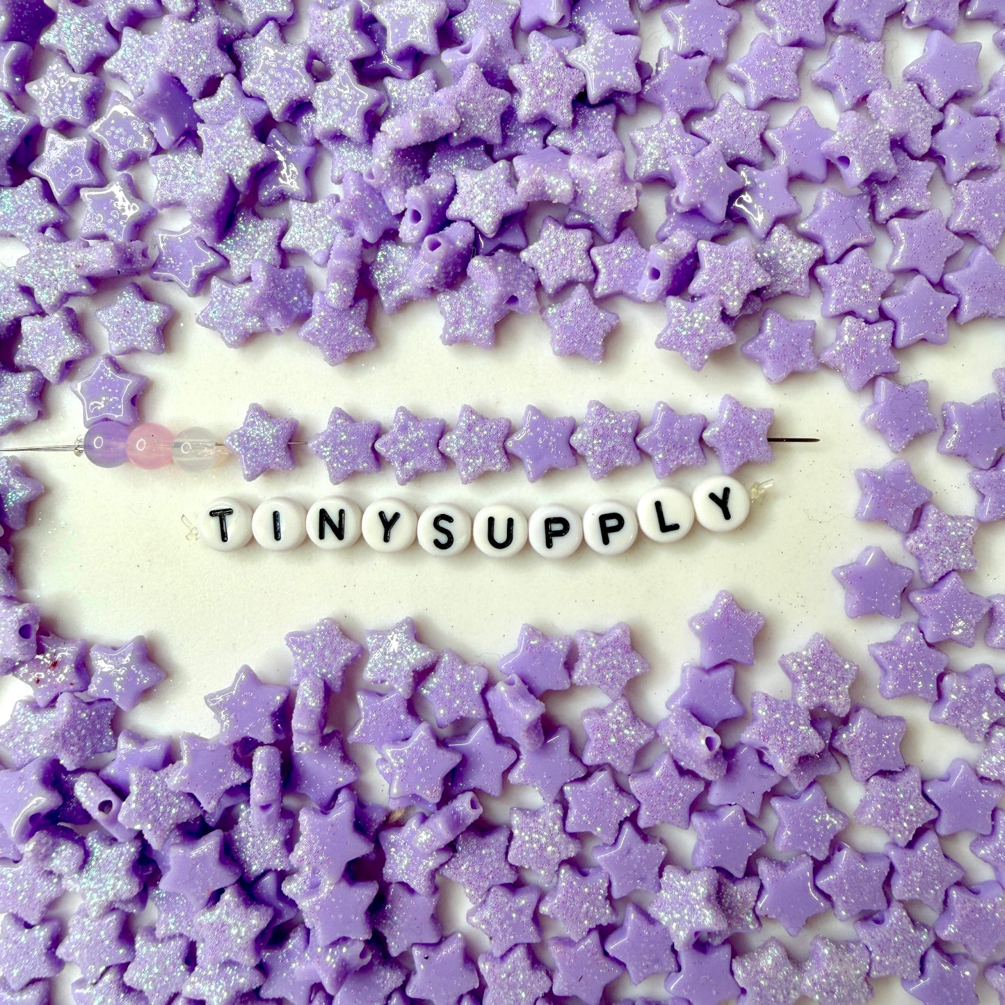 10MM Pastel Purple Acrylic Glitter Star Spacer Beads