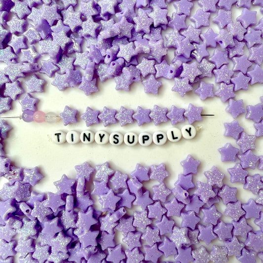 10MM Pastel Purple Acrylic Glitter Star Spacer Beads