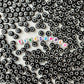 7MM Black Flat Round Acrylic with White Happy Face Beads