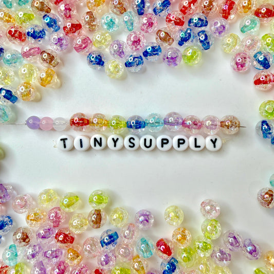 8MM Cracked Mixed AB Round Pearl-Colored Acrylic Beads
