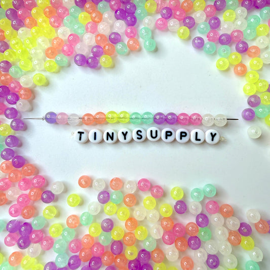 6MM/8MM Mixed Color Glow-in-The-Dark Acrylic Round Ball Beads