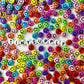 7MM Mixed Color Flat Round Acrylic with Black Happy Face Beads