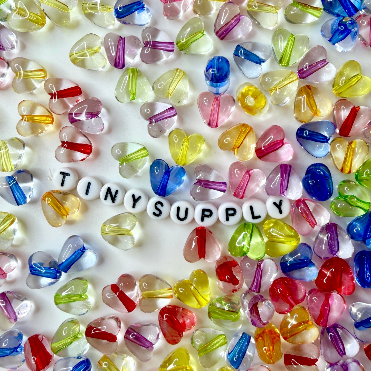 10.5MM Transparent Acrylic Heart with Colored Center Bead