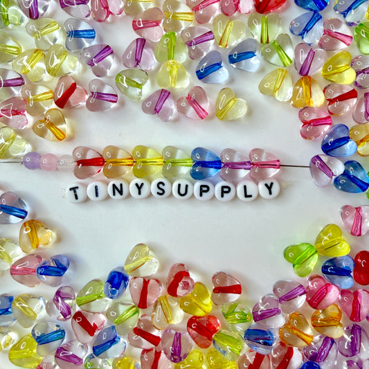 10.5MM Transparent Acrylic Heart with Colored Center Bead
