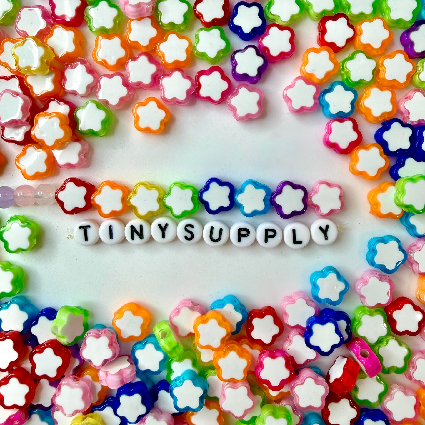 10MM Mixed Color with White Acrylic Flower DIY Spacer Beads