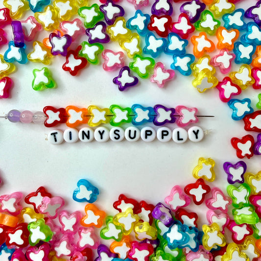 10MM Mixed Color with White Acrylic Butterfly Spacer Beads