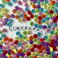 7MM Mixed Color Flat Round Acrylic Black Peace Sign Beads