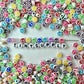7MM White Flat Round Acrylic Multicolored Peace Sign Beads