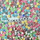 7MM White Flat Round Acrylic Multicolored Peace Sign Beads