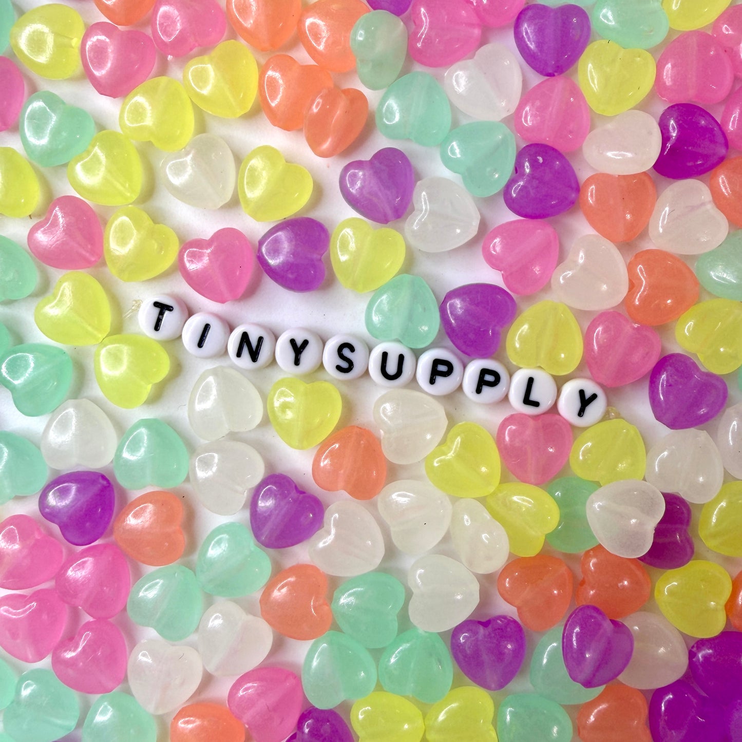 4MM X 11MM Mixed Color Glow-in-the-dark Acrylic Heart Beads