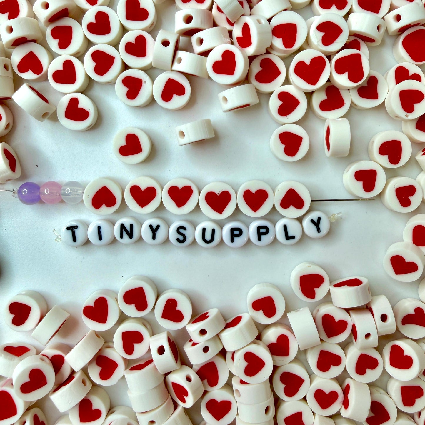 10MM Heart Circle, Valentine's Day Love Themed Polymer Clay Beads