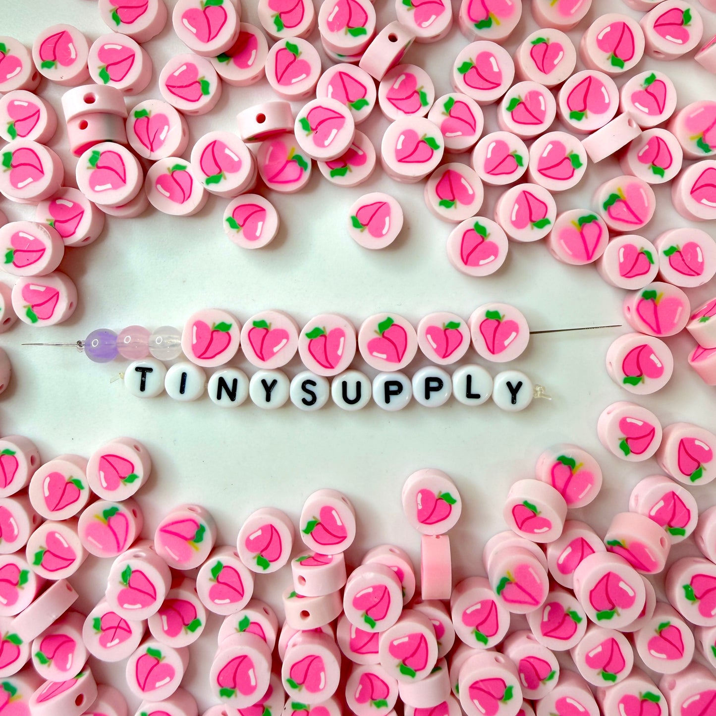 10MM Peach Fruit Themed Polymer Clay Beads (10mm x 5mm, hole: 1.3mm)