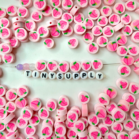 10MM Peach Fruit Themed Polymer Clay Beads (10mm x 5mm, hole: 1.3mm)