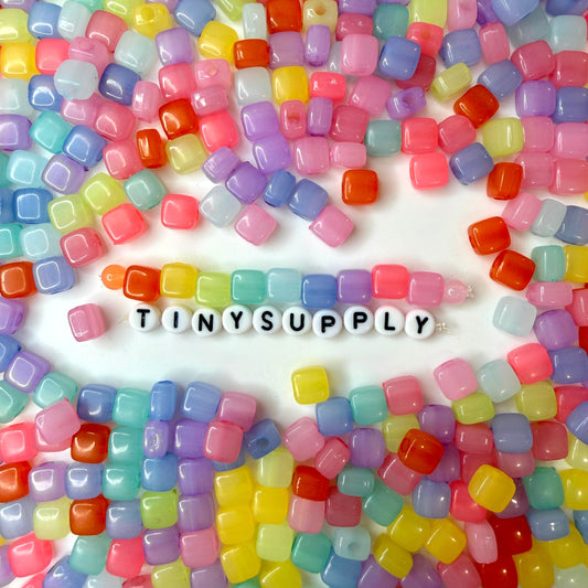 8MM Light Pastel Jelly Themed Flat Square Acrylic Beads