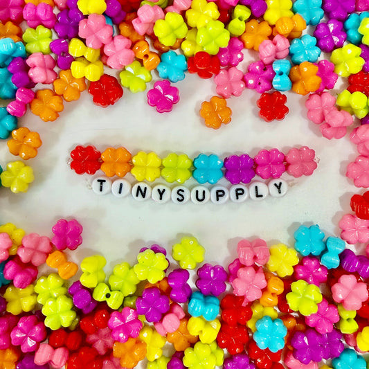 10MM Mixed Colors Acrylic Rainbow Clover Spacer Beads