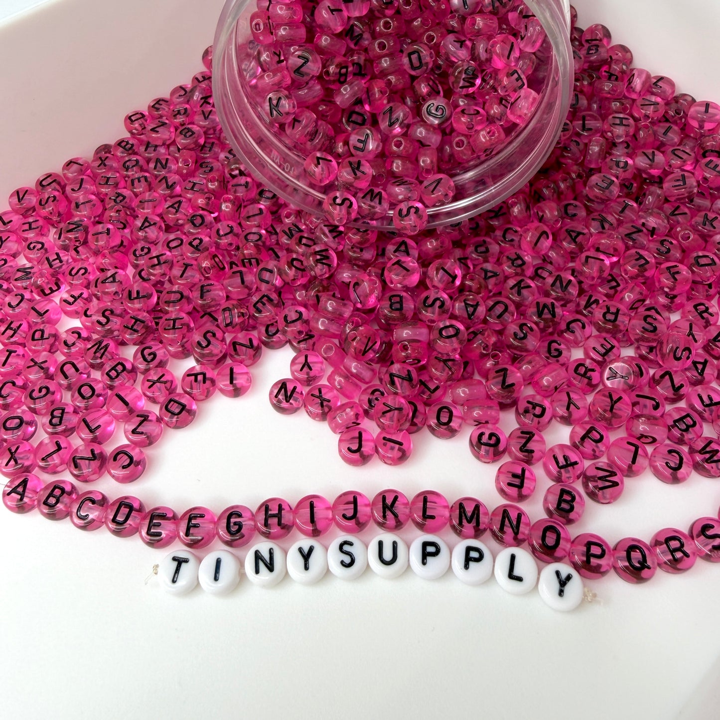 7MM Translucent Black Letter, Mixed Alphabet Acrylic Beads