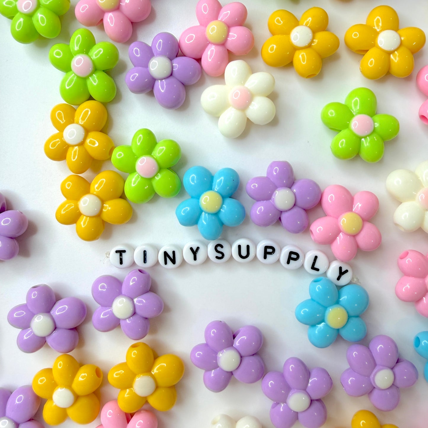 Chunky 19MM x 20MM Solid/Transparent Glitter Puffy Flower Acrylic Beads