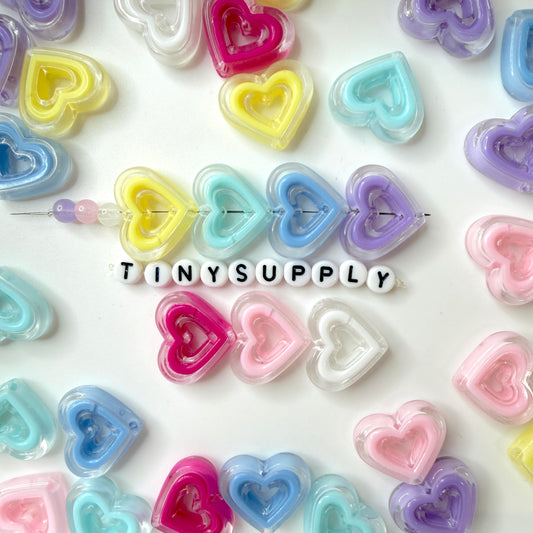 Chunky 23MM x 20MM Colorful Heart Cutout Acrylic Bead