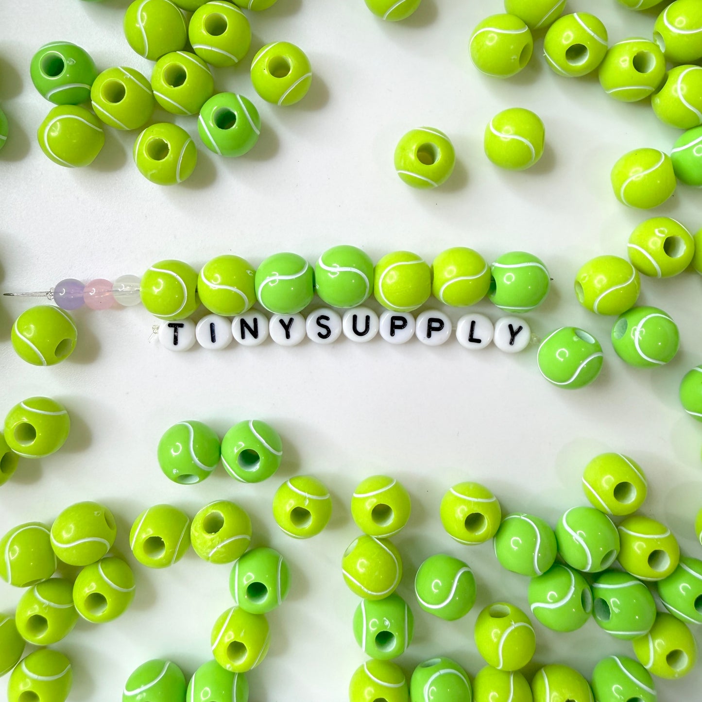 Sports Themed Acrylic Beads (Baseball, Basketball, Tennis, Football, Softball)