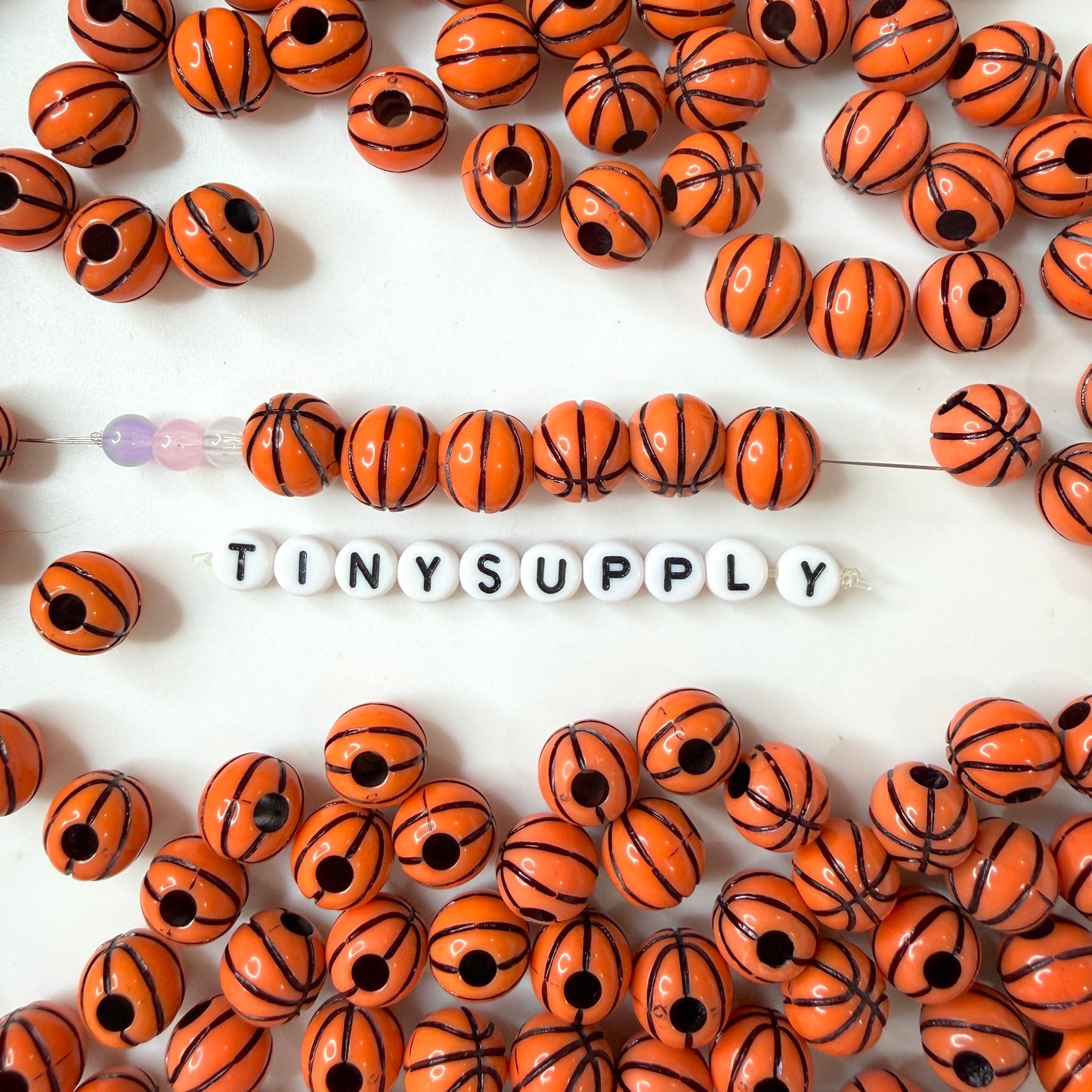 Sports Themed Acrylic Beads (Baseball, Basketball, Tennis, Football, Softball)