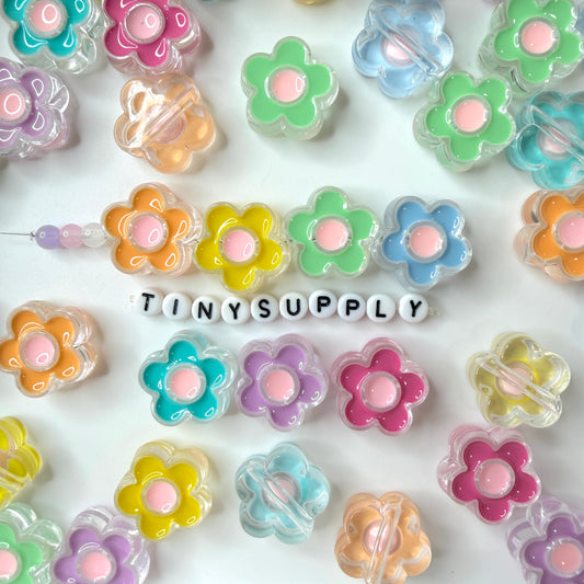 Chunky Flower Enamel Acrylic Bead (18x24mm)