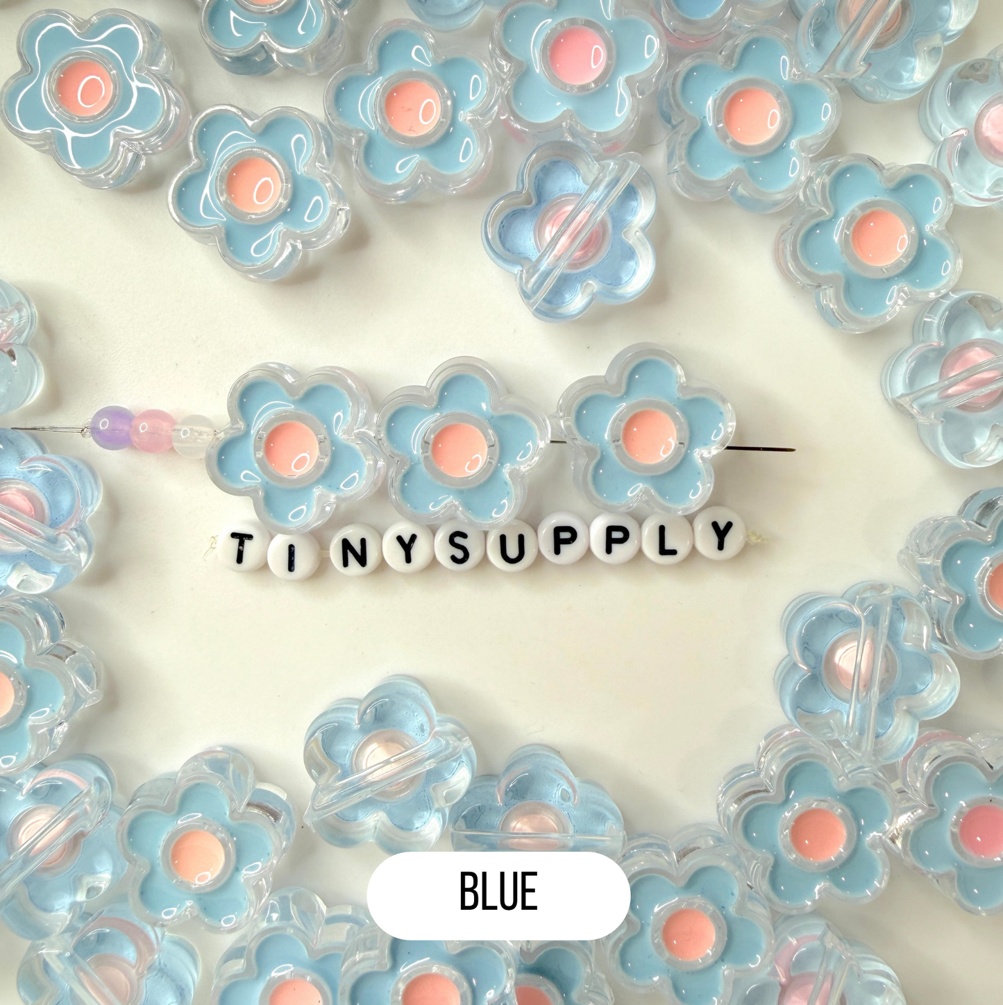 Chunky Flower Enamel Acrylic Bead (18x24mm)