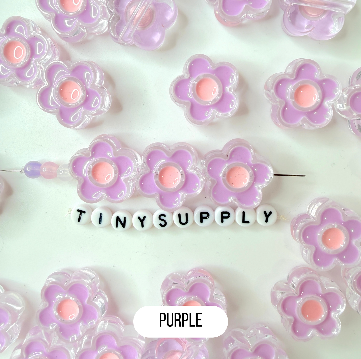 Chunky Flower Enamel Acrylic Bead (18x24mm)