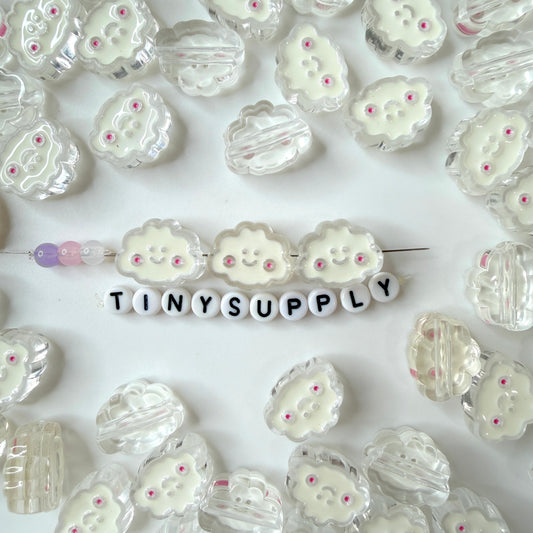 Chunky Happy White Cloud Acrylic Bead (16x20mm)