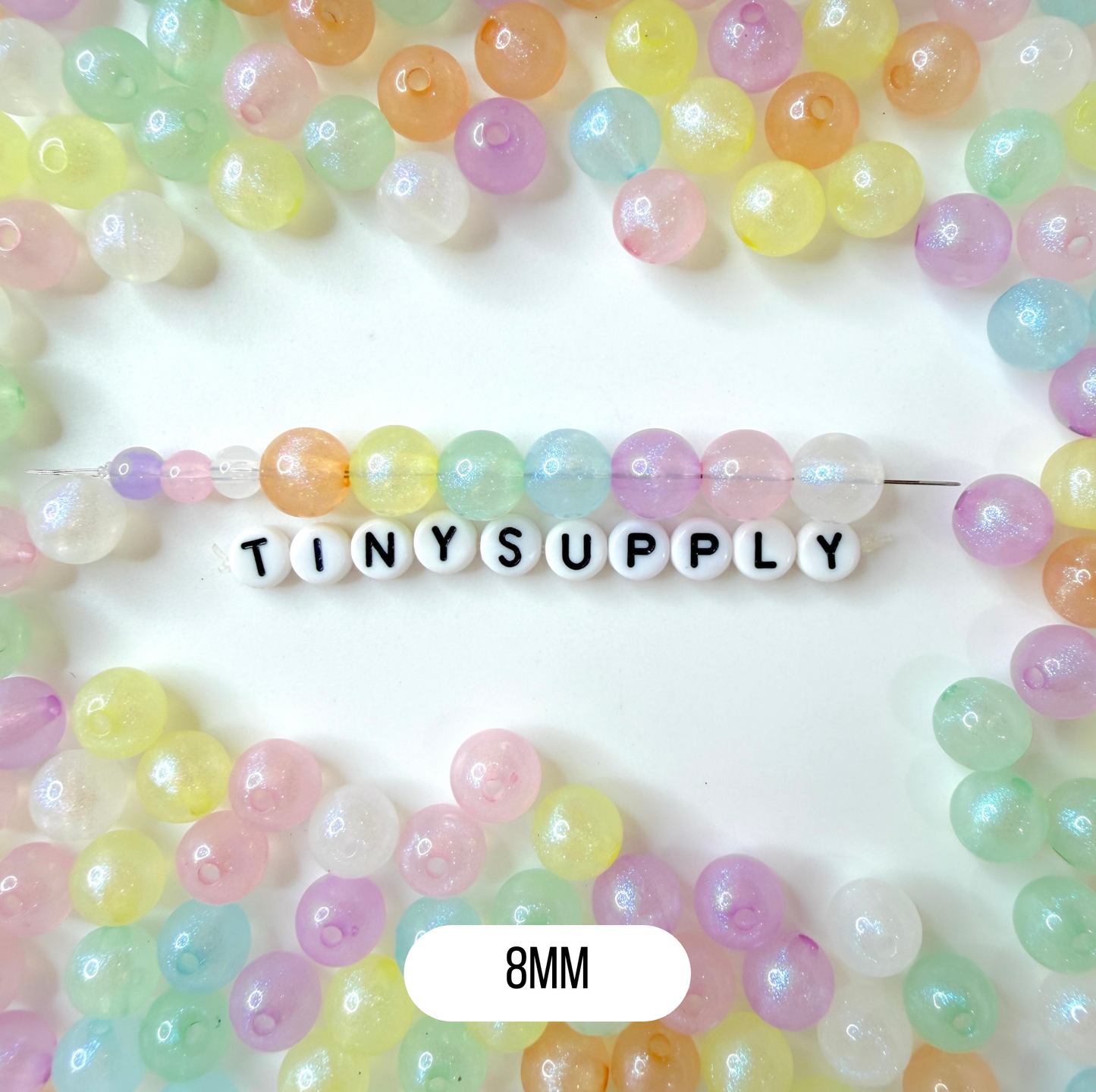 Iridescent Pastel Mermaid Mixed Color Acrylic Beads (Multiple Sizes)