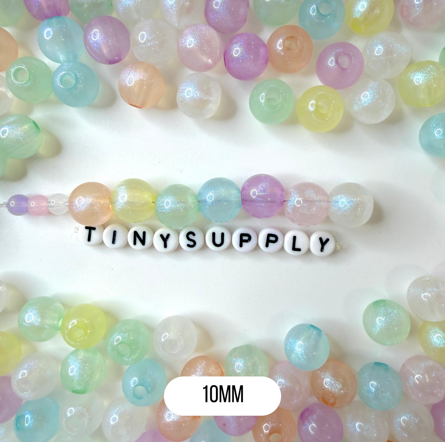 Iridescent Pastel Mermaid Mixed Color Acrylic Beads (Multiple Sizes)