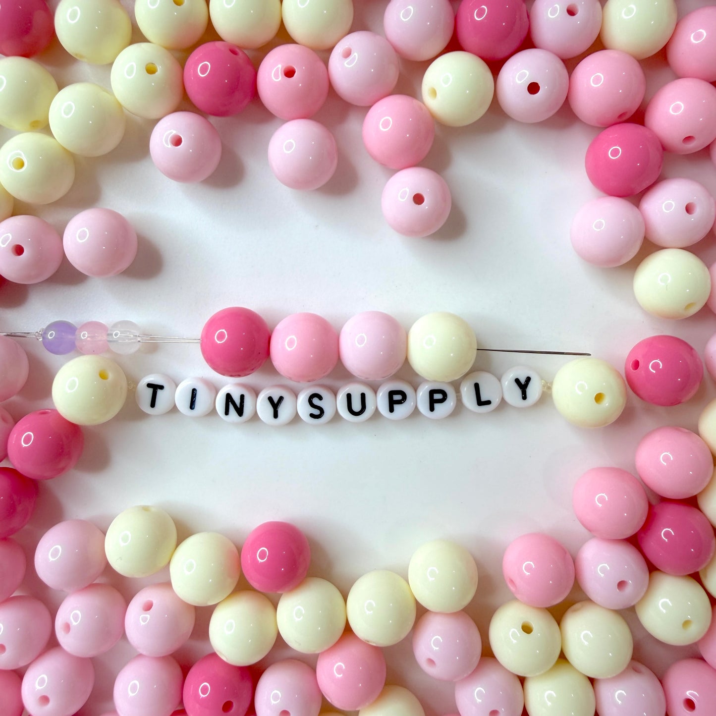 Chunky 12MM/14MM Pink Cotton Candy Themed Acrylic Round Bead Mix
