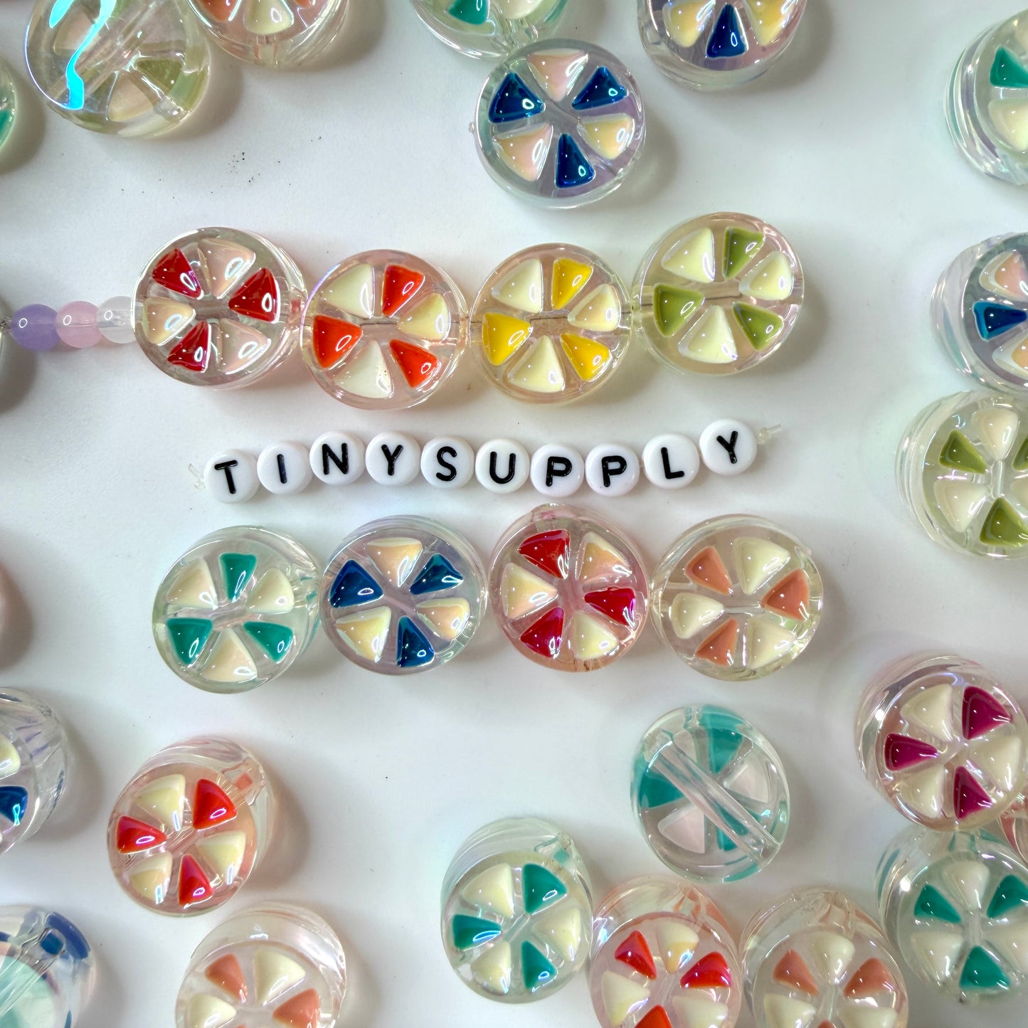 Chunky Iridescent Mixed Color Peppermint Acrylic Bead (21x9mm)