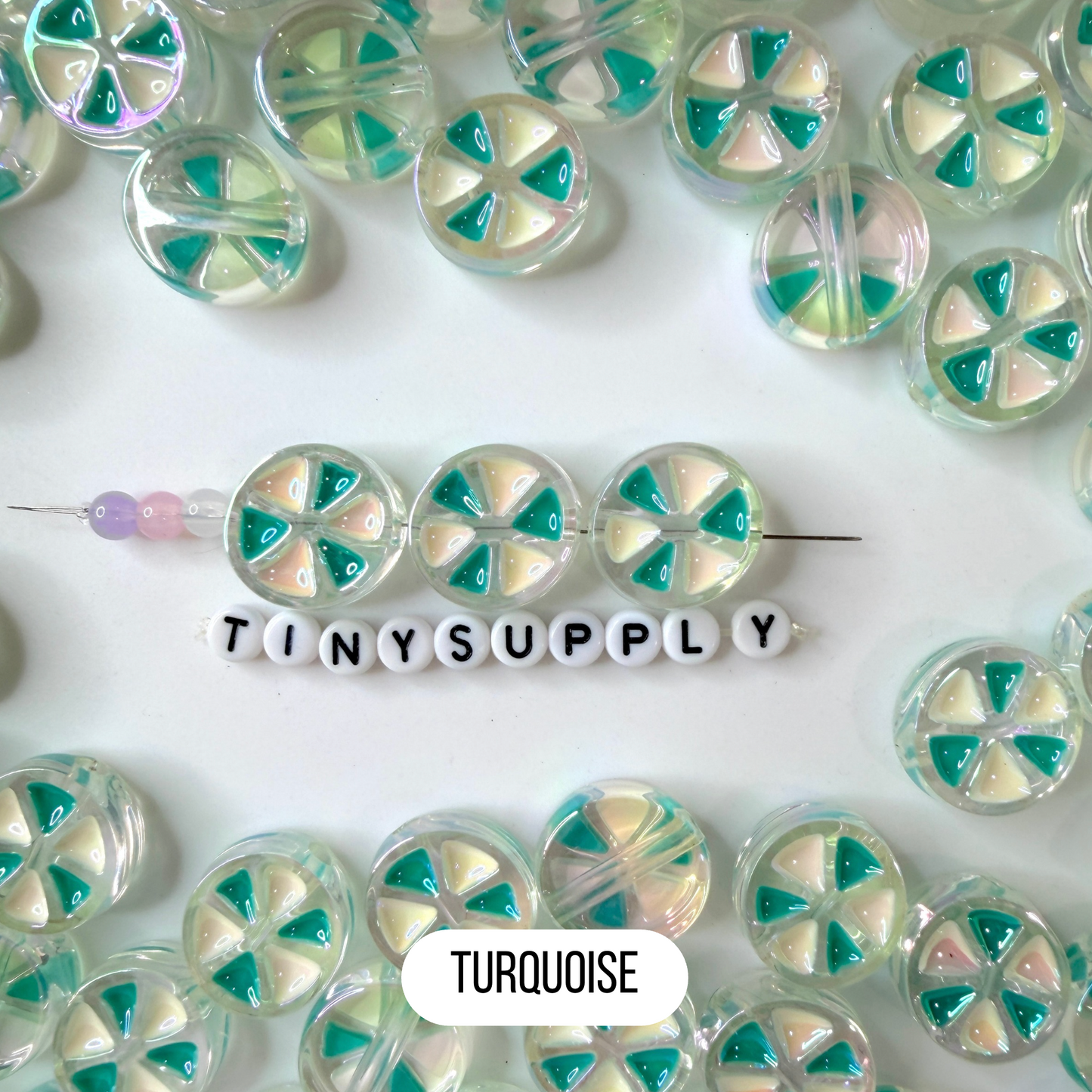 Chunky Iridescent Mixed Color Peppermint Acrylic Bead (21x9mm)