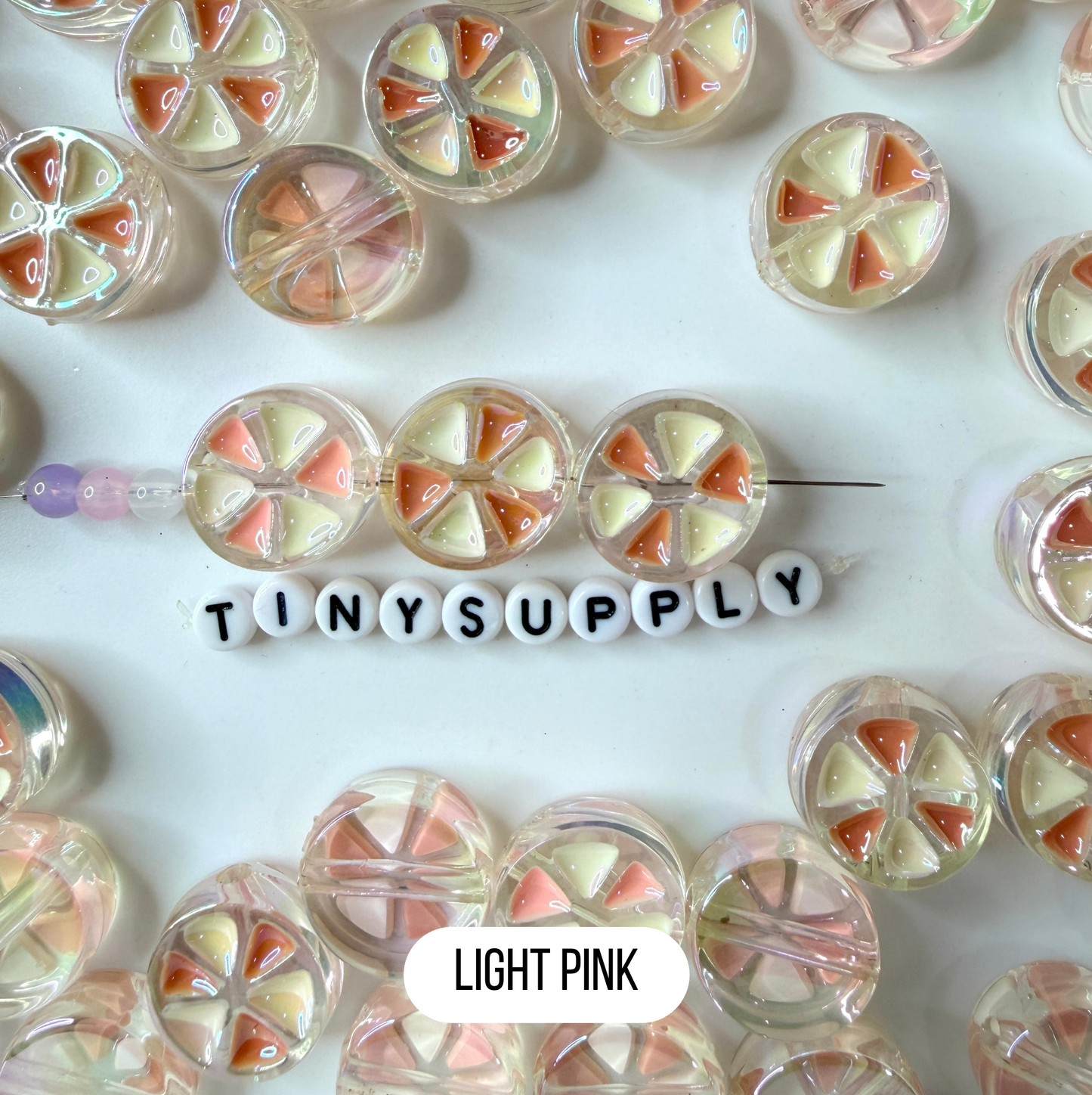 Chunky Iridescent Mixed Color Peppermint Acrylic Bead (21x9mm)