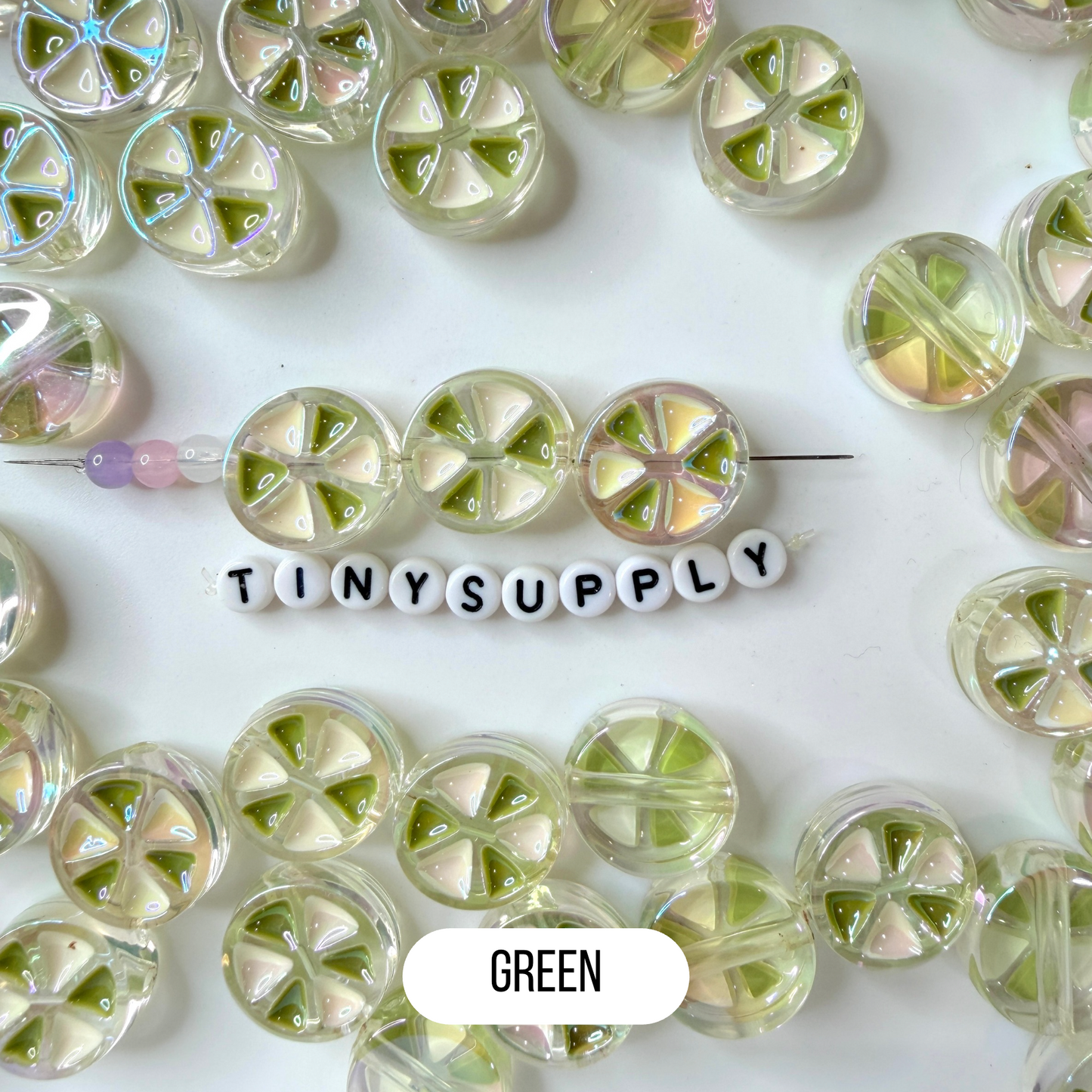 Chunky Iridescent Mixed Color Peppermint Acrylic Bead (21x9mm)