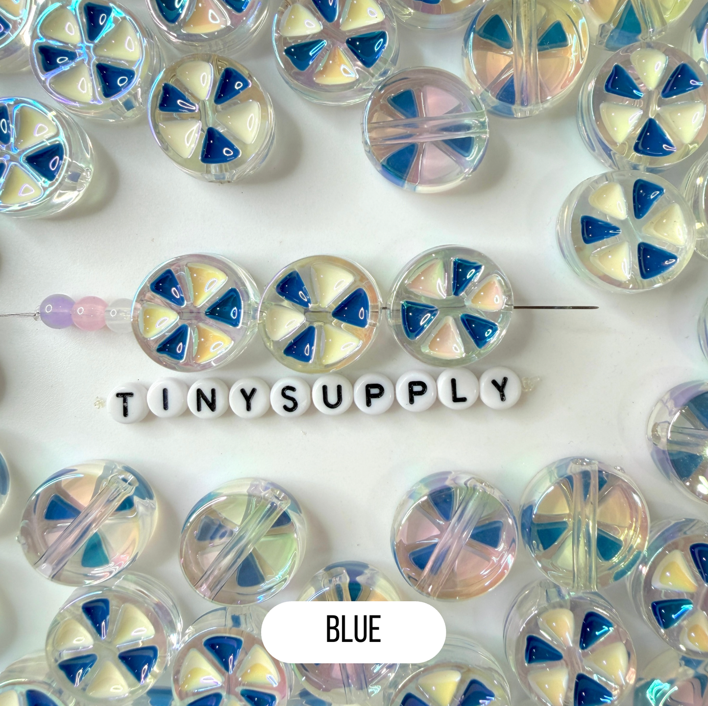 Chunky Iridescent Mixed Color Peppermint Acrylic Bead (21x9mm)