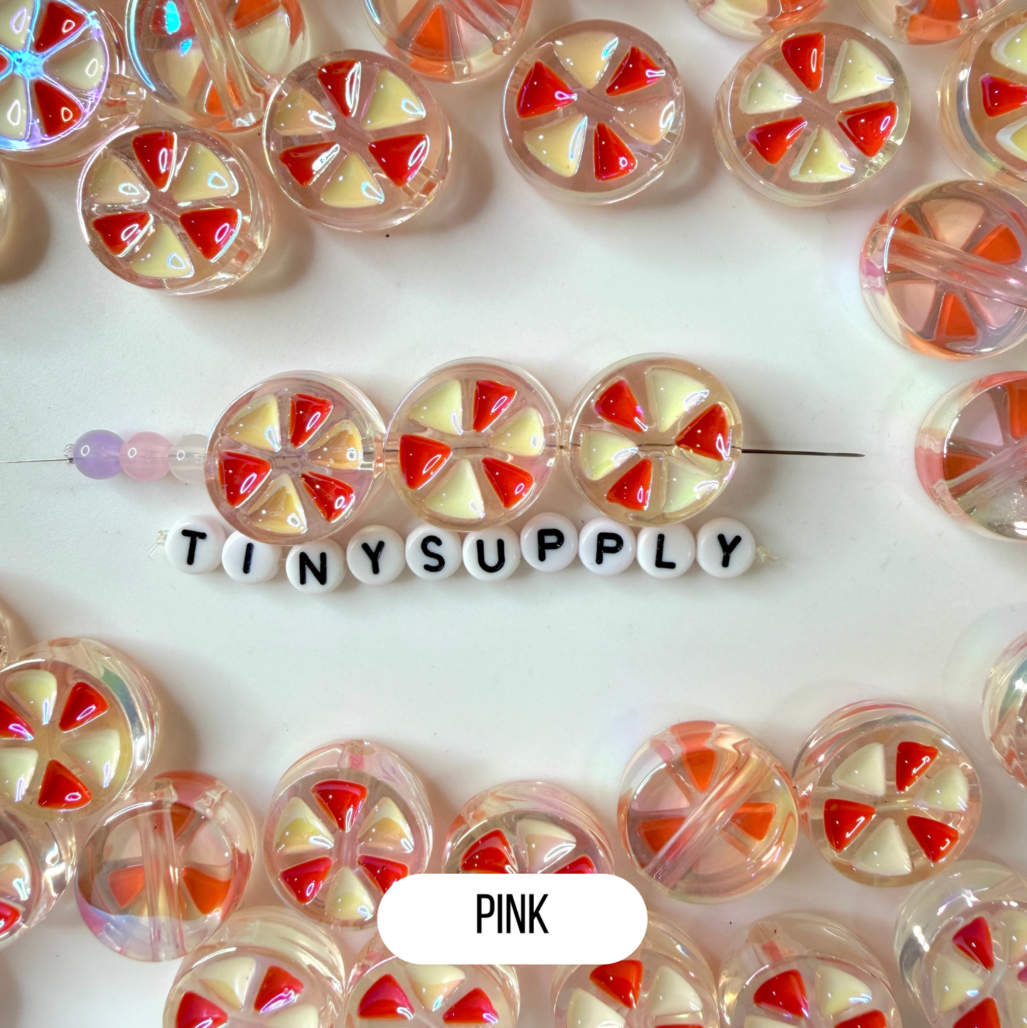 Chunky Iridescent Mixed Color Peppermint Acrylic Bead (21x9mm)
