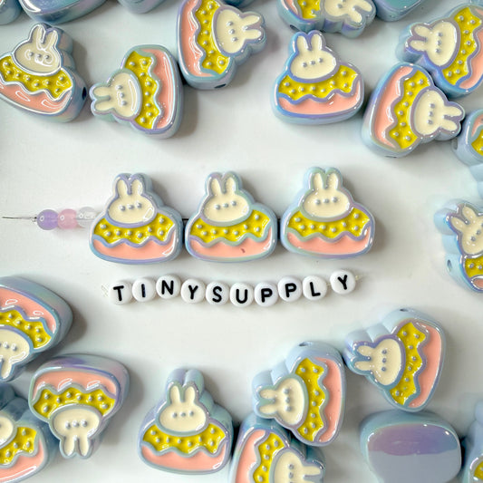 Chunky Opaque Purple Outline Bunny Donut Acrylic Bead (26x26mm)