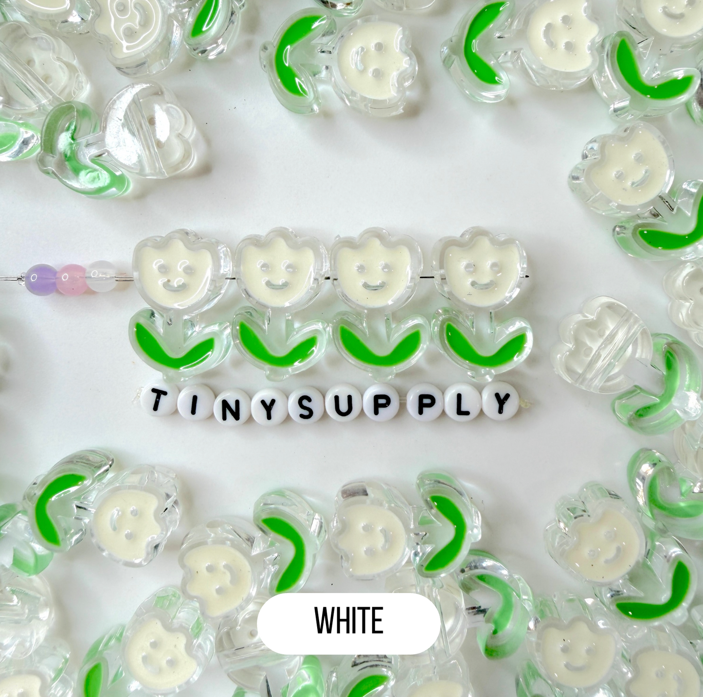 Chunky Transparent Happy Flower Acrylic Bead (24.5mmx20mm)