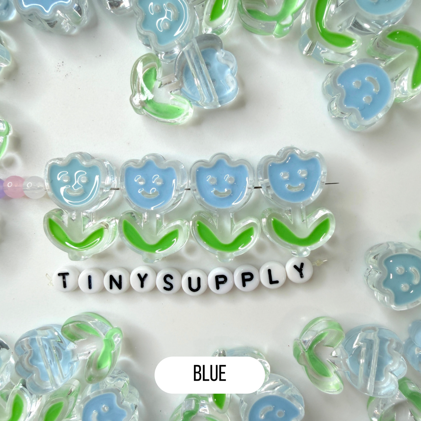 Chunky Transparent Happy Flower Acrylic Bead (24.5mmx20mm)