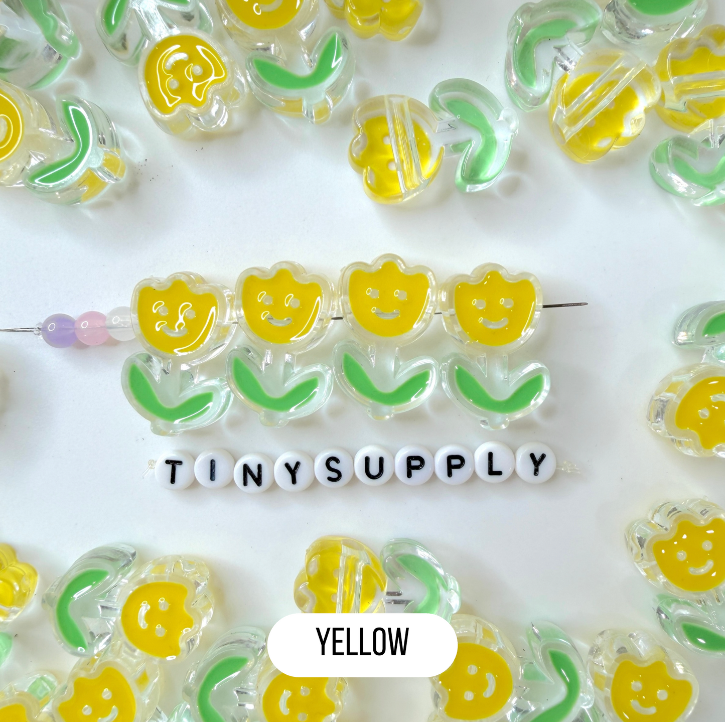 Chunky Transparent Happy Flower Acrylic Bead (24.5mmx20mm)
