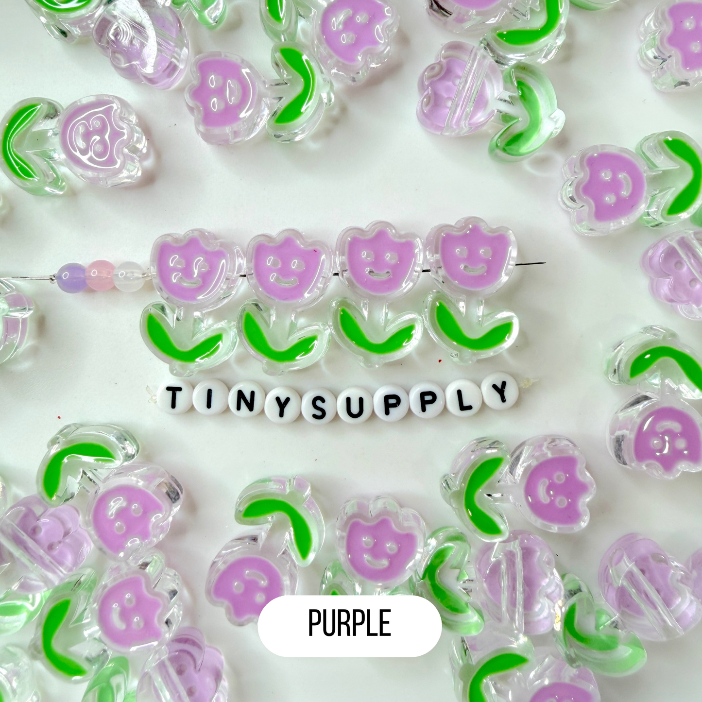 Chunky Transparent Happy Flower Acrylic Bead (24.5mmx20mm)