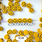 Chunky 12MM Silver, Gold, Yellow Acrylic Round Happy Face Bead (SINGLE SIDED)