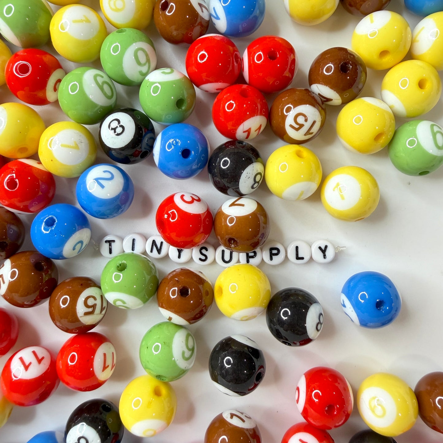 16MM Billiards Pool Balls Acrylic Beads (Available in Mixed or Individual)
