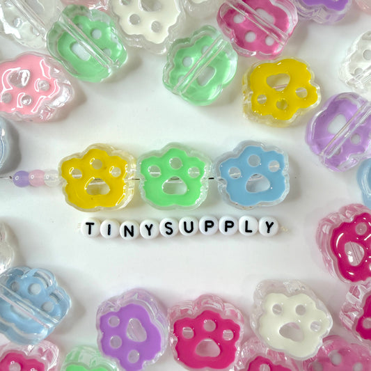 Chunky Transparent Mixed Color Cat Paw Themed Enamel Acrylic Bead
